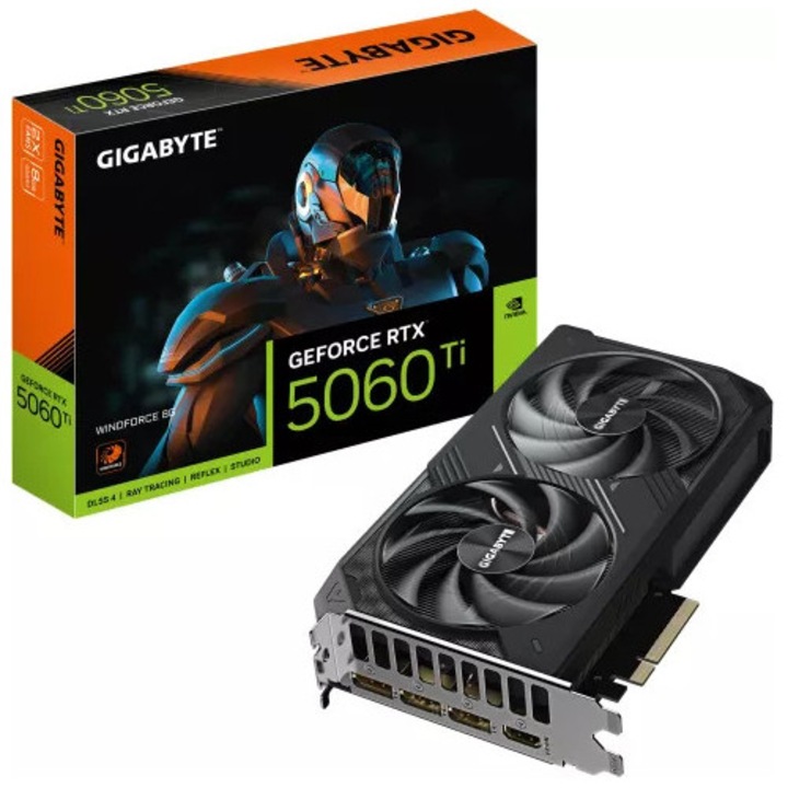 Placa video GIGABYTE WINDFORCE NVIDIA GeForce RTX 5060 Ti 8GB GDDR7 128-bit DLSS 4.0