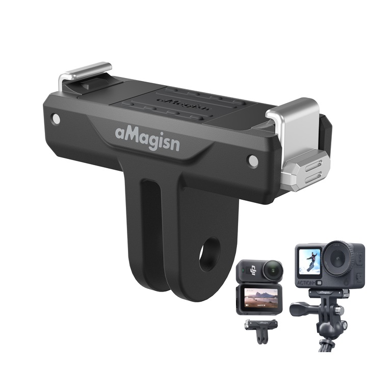 Suport Magnetic cu Eliberare Rapida Bidirectional aMagisn pentru DJI NANO/Action 6, Usor 13g, Gheare din Otel Inoxidabil, Suport pentru Camera Rezistent la Vibratii, Accesorii Camera de Actiune