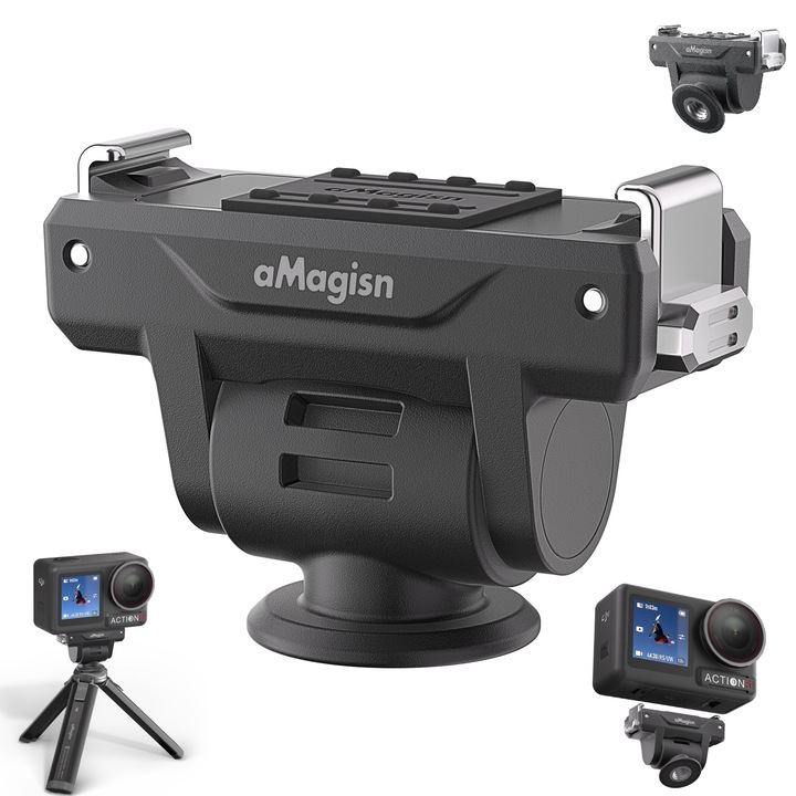 Suport adaptor cu eliberare rapida reglabil aMagisn pentru OSMO 360/Action 5 Pro/4/3, magnetic, 4 pozitii, suport usor pentru camera, accesorii camera de actiune
