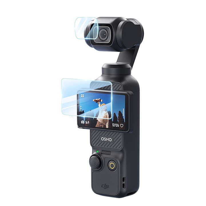 Комплект от 2 HD защитни фолиа от закалено стъкло aMagin за DJI Pocket 3, твърдост 9H+, устойчивост на счупване, висока разделителна способност, чувствително докосване, хидрофобни и против петна, аксесоари за екшън камера