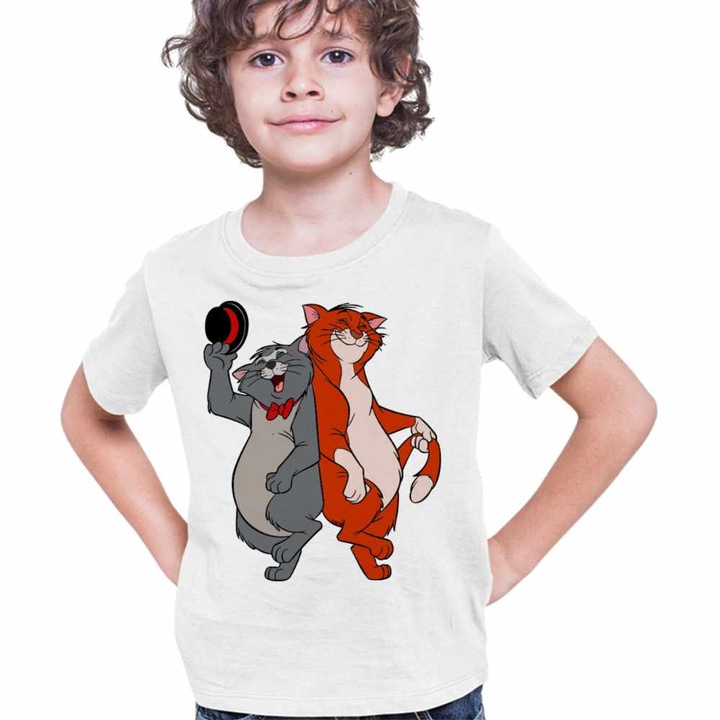 Tricou Copii Baieti Pisicile Aristocrate Omalley Scat Cat, Fehér