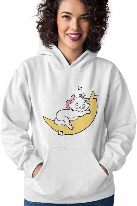 Hanorac Femei Pisicile Aristocrate Marie Luna Somn Moon, Alb