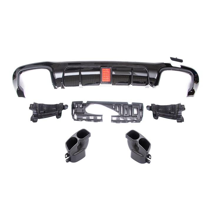 Hátsó lökhárító diffúzor Brabus Look Mercedes E-Class (W213) szedánhoz, fekete kipufogóvégekkel