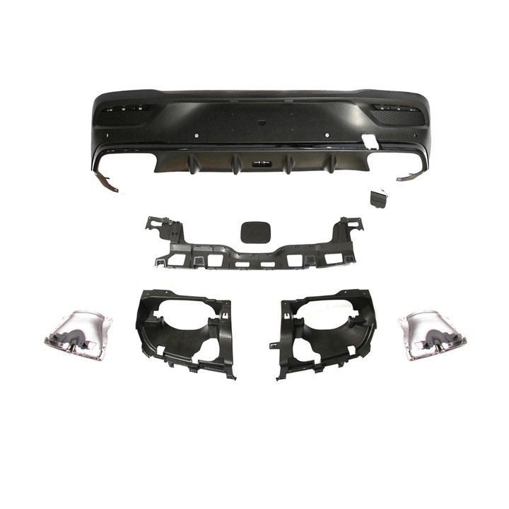 Диффузор за задния броня за Mercedes GLE Coupe (C167) (2019-Напред), за AMG броня, хромирани изходи