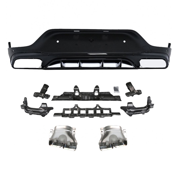 Hátsó diffúzor Mercedes GLC Coupe (C253) 2016-2023, fekete, króm kipufogóvégek