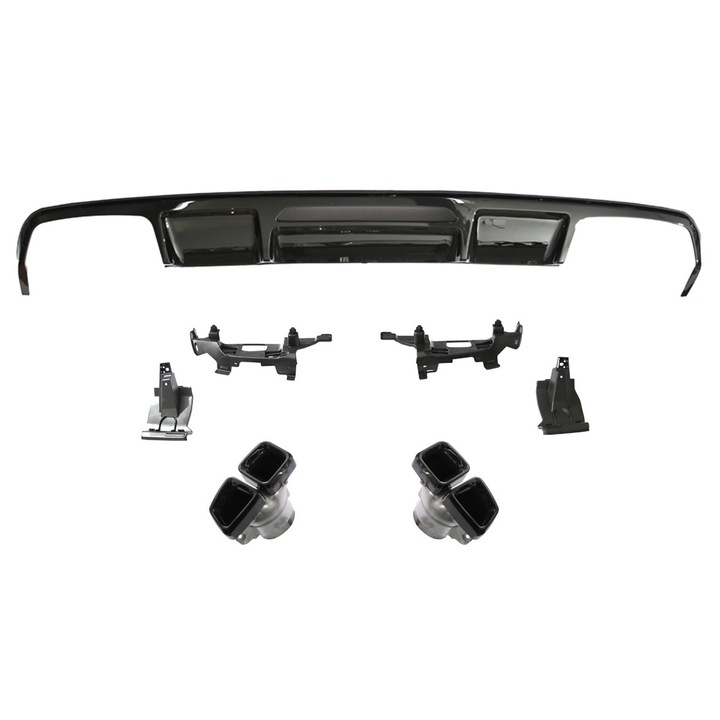 Hátsó lökhárító diffúzor Mercedes CLS (C218) (2012-2017) modellekhez, fekete, kipufogóvégekkel