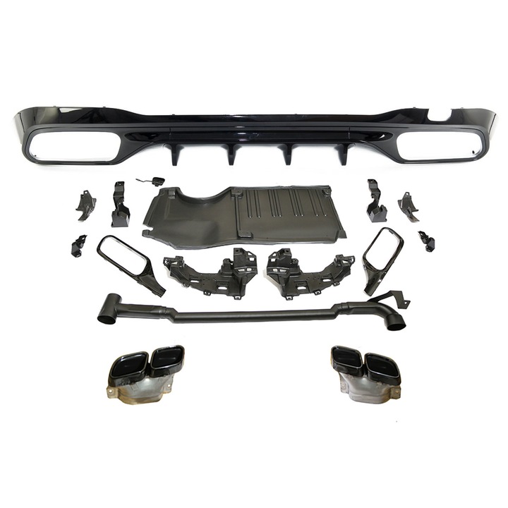 Hátsó diffúzor C63 AMG megjelenésű Mercedes C-osztályhoz (W206) szedán és kombi (2021-től) fekete