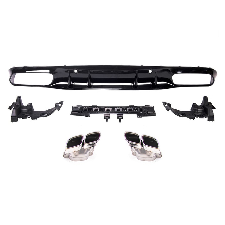 Hátsó lökhárító diffúzor Mercedes C-Class C205 Coupe Cabrio (2015-2021) króm végekkel, tartozék