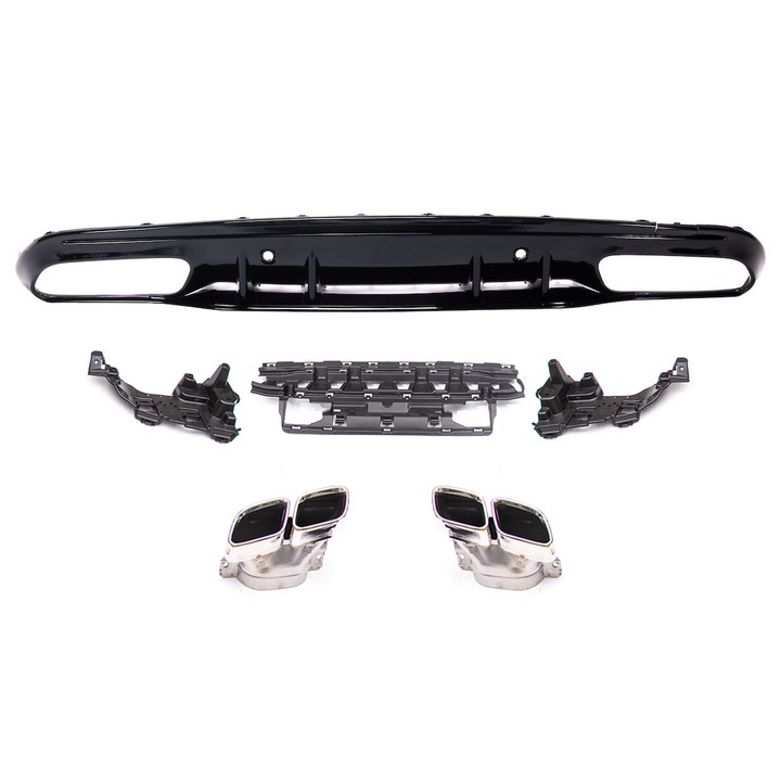 Hátsó lökhárító diffúzor Mercedes C-osztály (W205) Sedan Kombi (2013-2021) modellekhez, króm kipufogóvégekkel