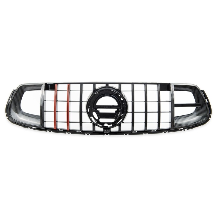 Hűtőrács, Panamericana, szénszálas megjelenés piros csíkokkal, Mercedes GLC-hez (X253, C253), 2019-2022