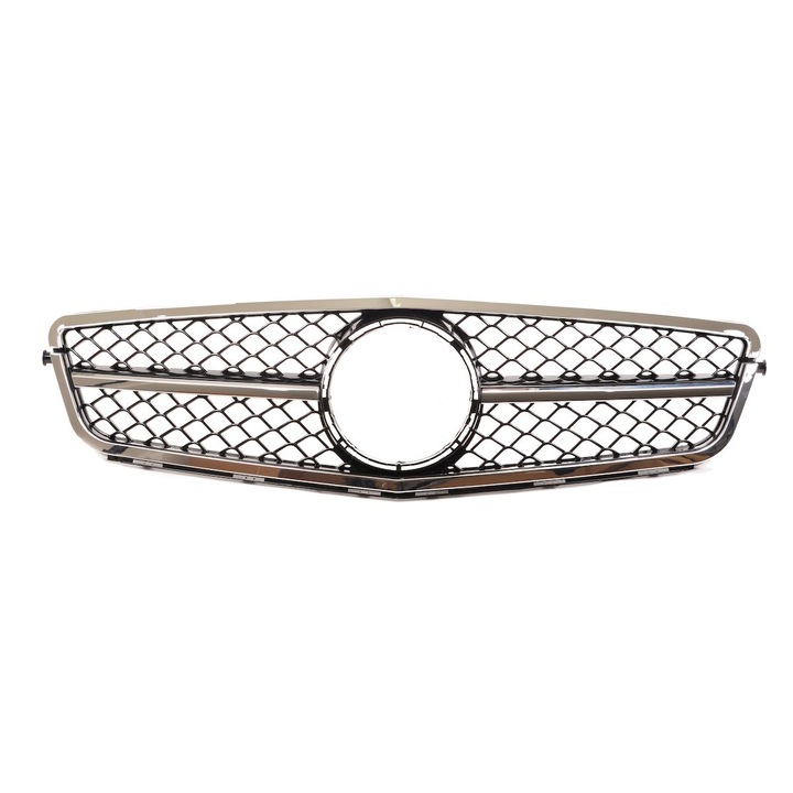 C63 AMG Look hűtőrács Mercedes C-Class (W204) Sedan Estate Coupe-hoz, króm és fekete