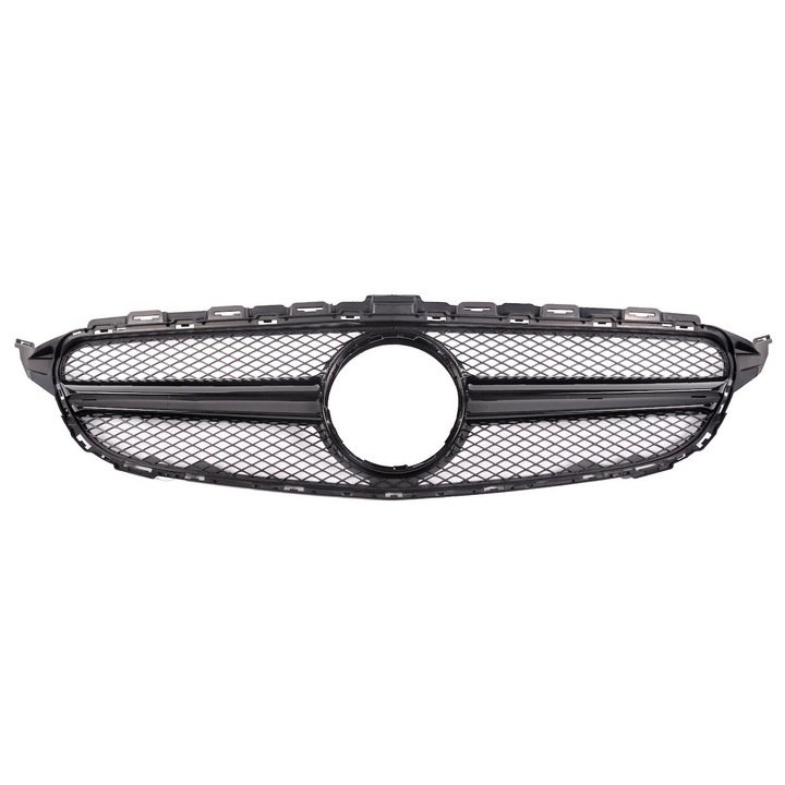 Fekete AMG stílusú hűtőrács Mercedes C-osztályhoz (W205) szedán, kombi, kupé, kabrió 2013-2018