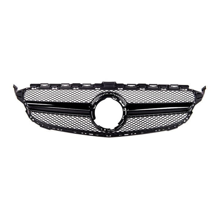 Hűtőrács Mercedes C-osztályhoz (W205) Sedan Kombi Coupe Cabrio Facelift 2018-2021, fekete AMG megjelenés