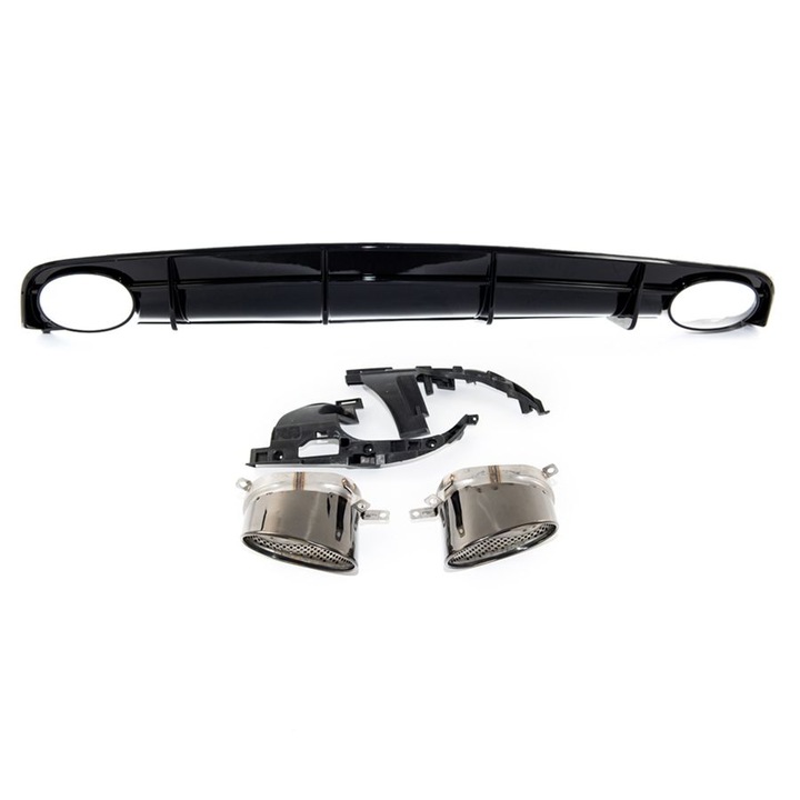 Заден дифузьор за броня RS6 Look за Audi A6 C7 (4G) Sedan Avant Facelift (2015-2018), сребрист гланц черен