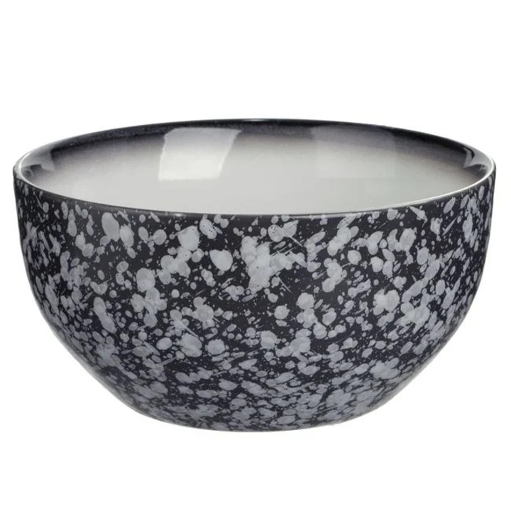 Bol ceramic efect piatra negru 650ml pentru mese elegante