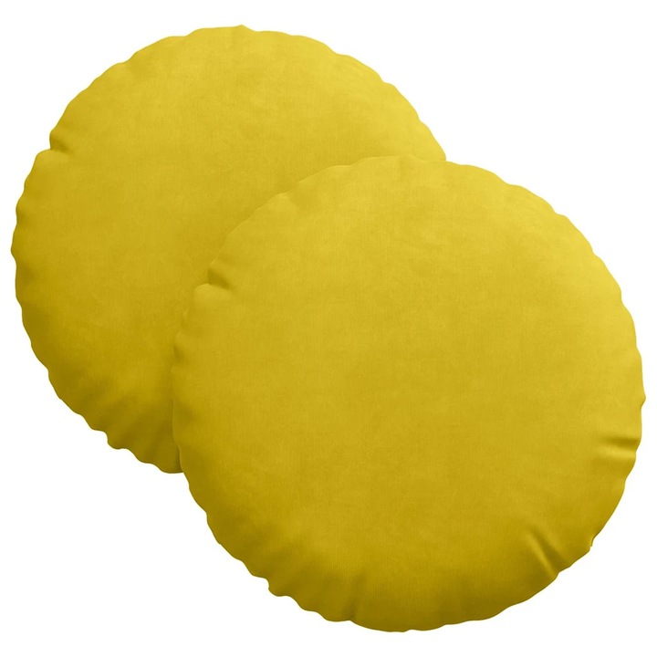 vidaXL Ülőpárnák 2 pcs Sárga Ø30 x 13 cm Bársony 42014107