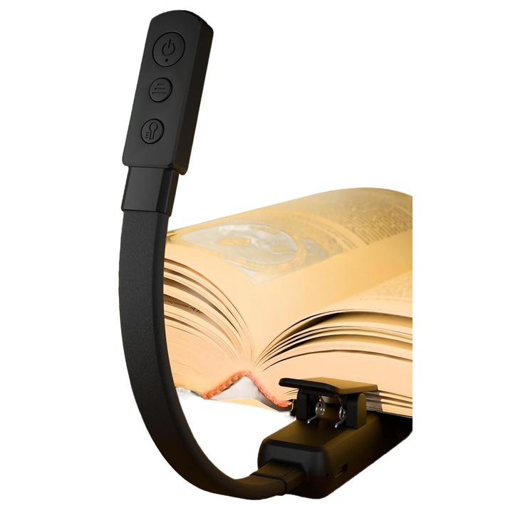 Lampa de citit LITFIV, compactă, cu 3 culori, 5 niveluri de luminozitate, dimensiuni palmă