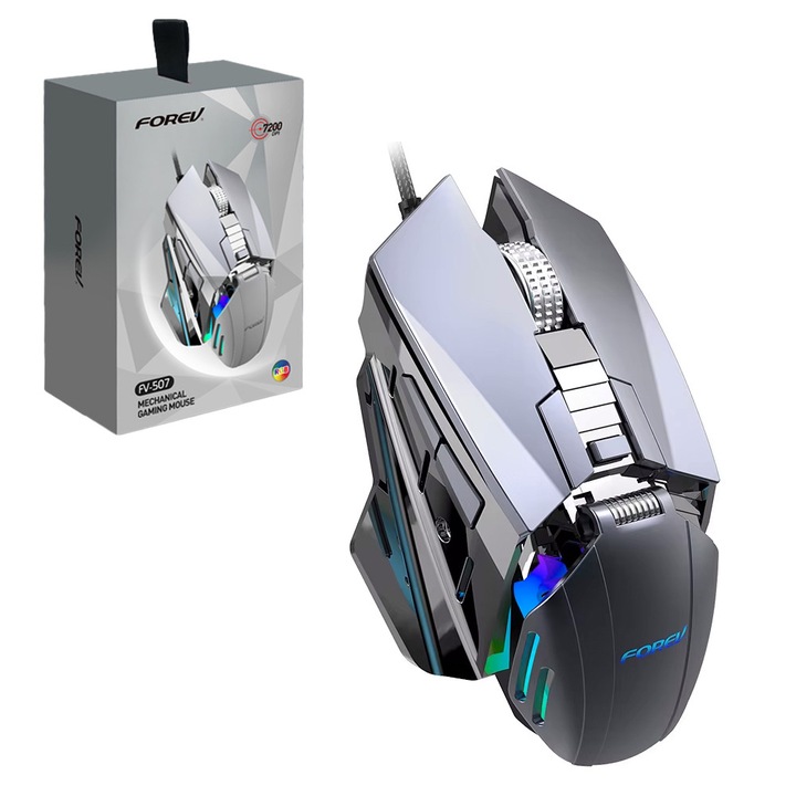 Mouse gaming Forev FV-507, gri, ergonomic, cablu