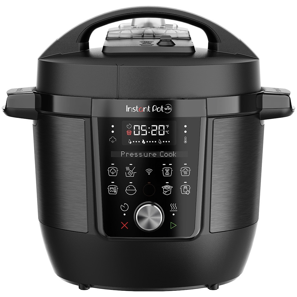 Multicooker cu gatire sub presiune Instant Pot Plus Wi-FI cu aplicatie Instant Connect™ 112-2001-01-EU, 5.7L, 9 functii de gatire, vas interior din otel inoxidabil cu mânere EasyGr