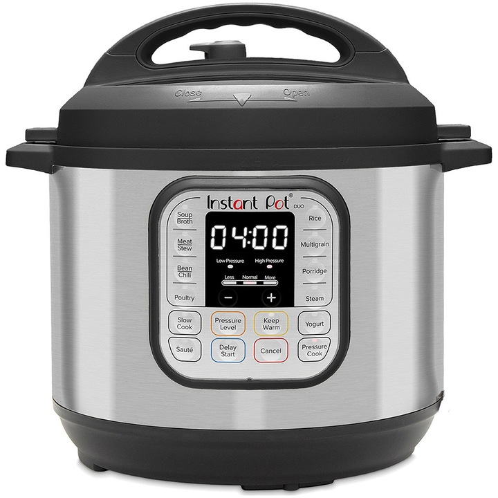 Instant Pot Duo 8QT 113-0061-01-EU kukta, 8L, 7 főzési funkció, 13 előre beállított program, rozsdamentes acél belső edény, Ezüst/fekete