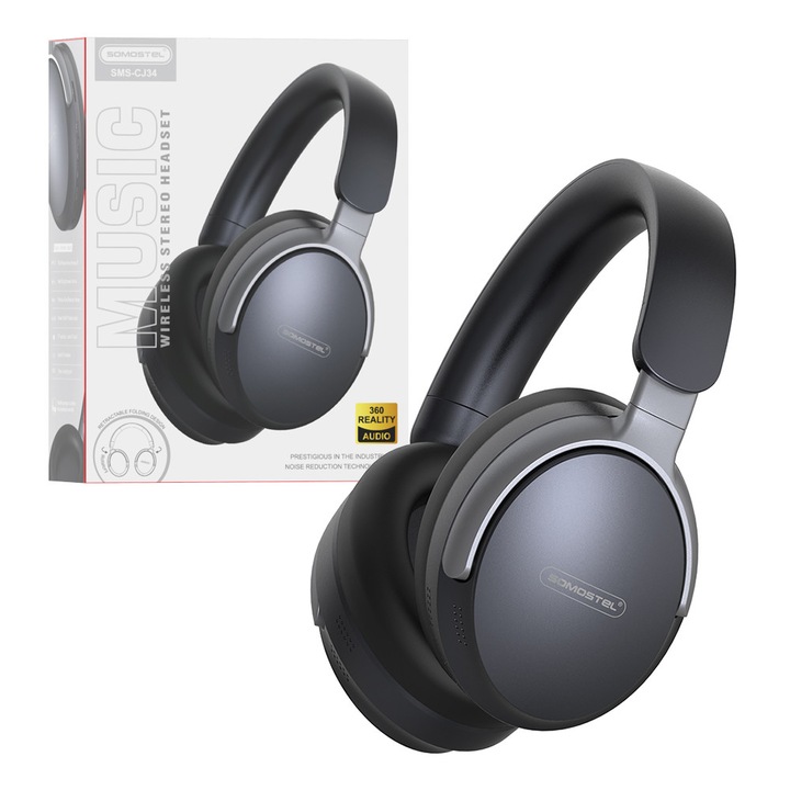 Casti Wireless Luka SMS-CJ34, Bluetooth 5.3, negru, 20h autonomie