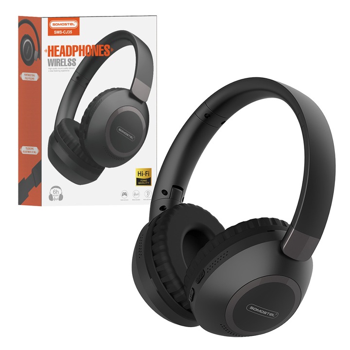 Casti Wireless, SOMOSTEL, SMS-CJ35, Bluetooth 5.3, Hi-Fi Sound, negru