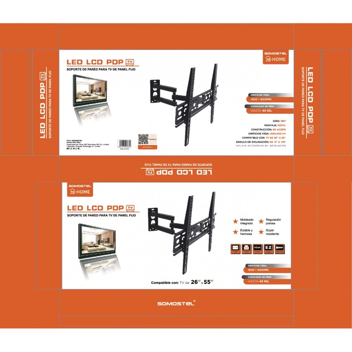 Стойка за телевизор LXLCD110, LTC, 23-60 инча, макс. 60 кг, разстояние 25 мм, черна