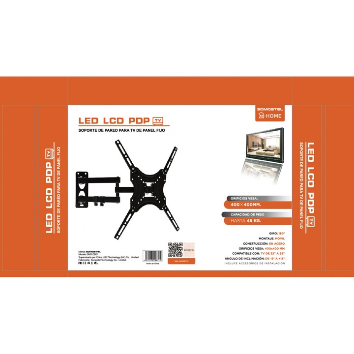 Стойка за телевизор LXLCD110, LTC, 23-60 инча, 60кг, черна, 25мм разстояние от стената