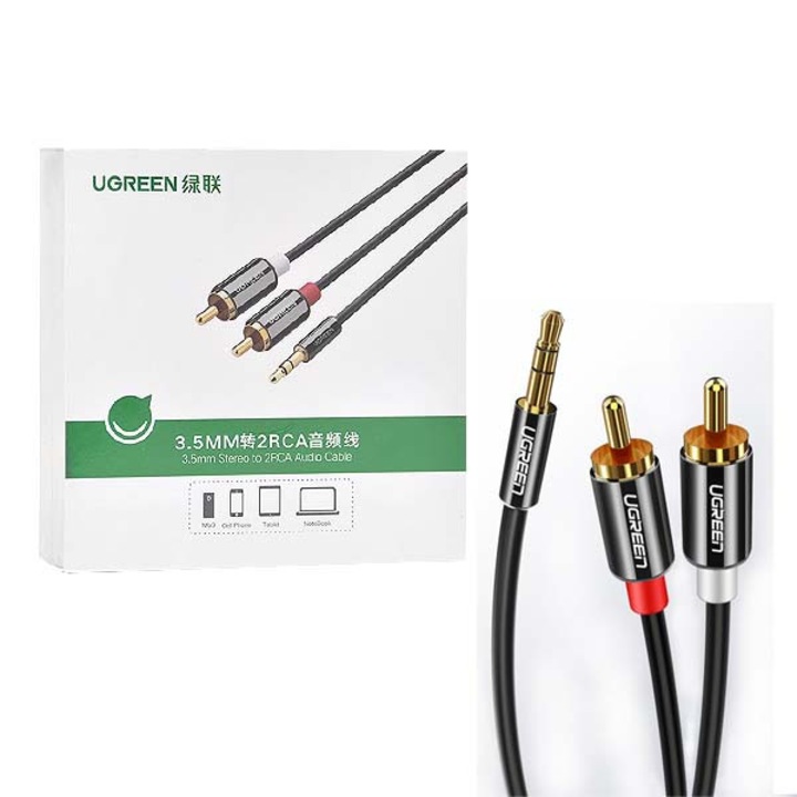 Cablu audio, UGREEN, 1.5m, Chinch RCA la Jack 3,5mm, negru