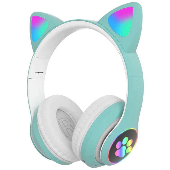 Casti wireless VZV-23M cu urechi de Pisica bluetooth 5.0 Verde