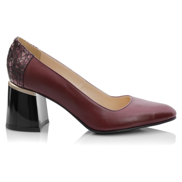 Дамски обувки от естествена кожа - БОРДО С МОЗАЙКА - A64 BM, Бордо