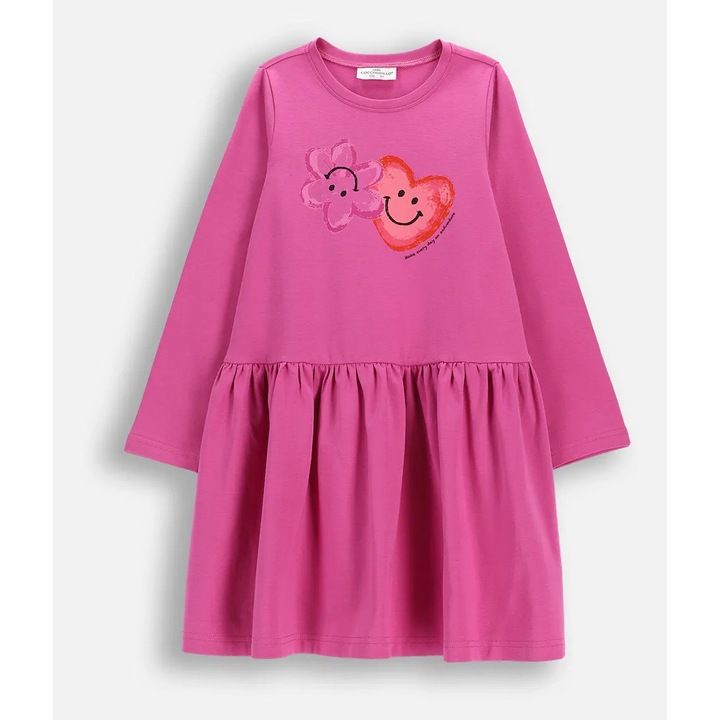 Rochie Coccodrillo, tricotată, florală, roz, Roz