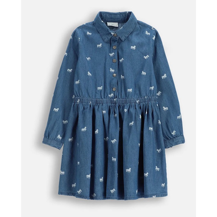 Rochie Coccodrillo, motive animale, Albastru