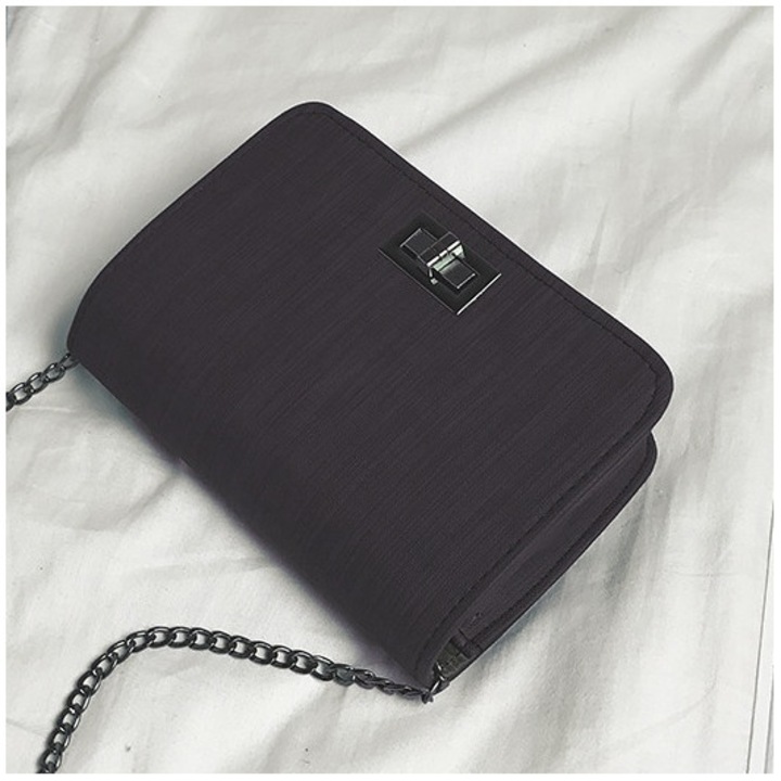 Geantă de mână, IZMAEL, textil, neagră, 12x3, 5x17cm