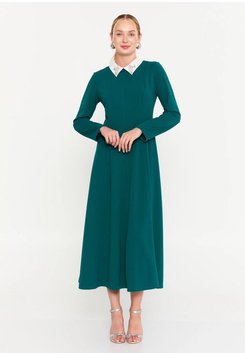 Дълга рокля, червена с воал, Зелен