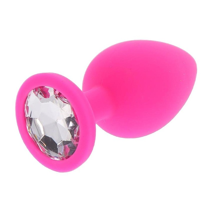 Dop анален диамант Booty Jewel, ToyJoy, розов, 8x3,5см