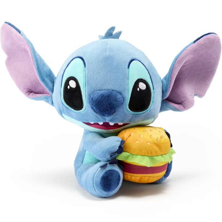 Jucarie de plus Disney, Stitch cu burger, 25 cm
