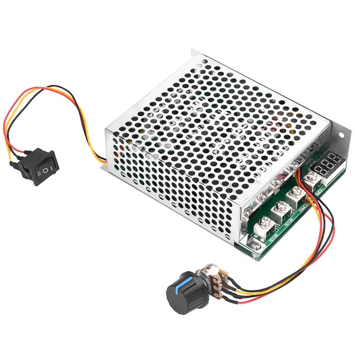 Controler PWM de reglare viteza motor cu inversare sens, DC 10-55V, 60A si afisaj digital