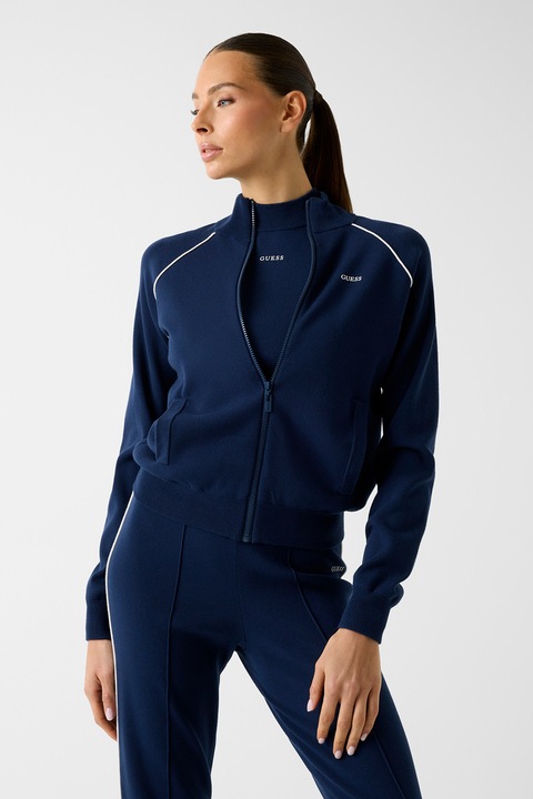 GUESS, Слим суитшърт с лого, Тъмносин