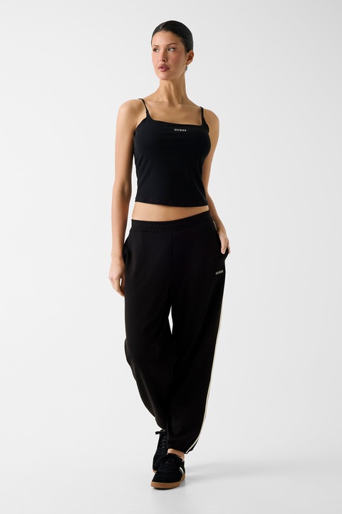 GUESS, Top din amestec de lyocell, pentru fitness, Negru