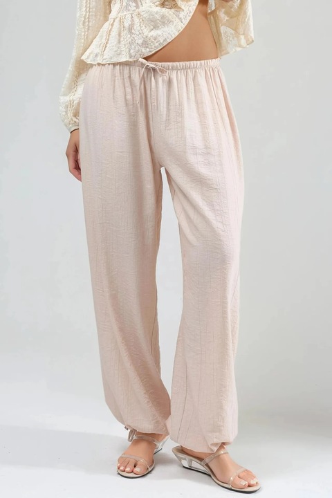 Pantaloni dama Busem, cu talie elastica, culoare naturala