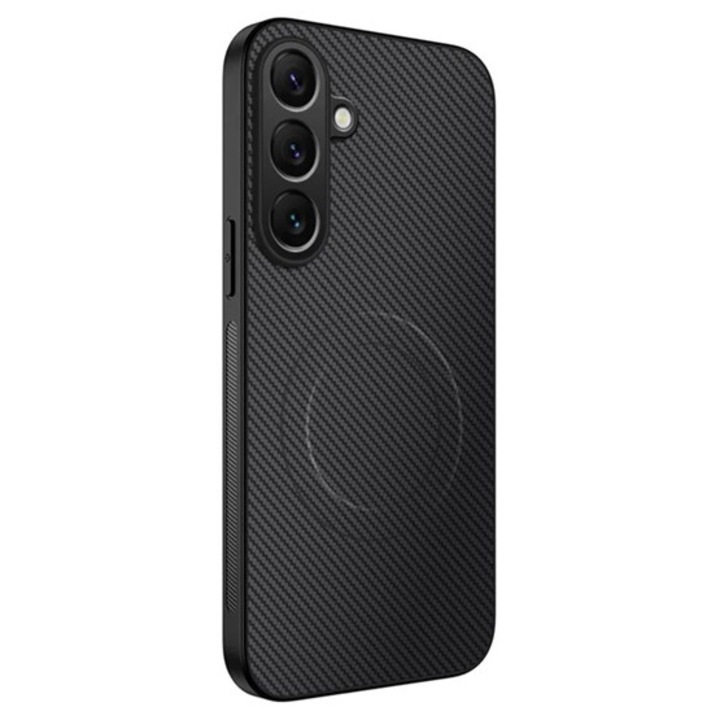 Gigapack szilikon mobiltelefon tok, műanyag hátlap, karbon minta, mágneses, fekete, kompatibilis: Galaxy A26 5G, SM-A266, / Galaxy A17 5G, SM-A176, / Galaxy A17 4G, SM-A175