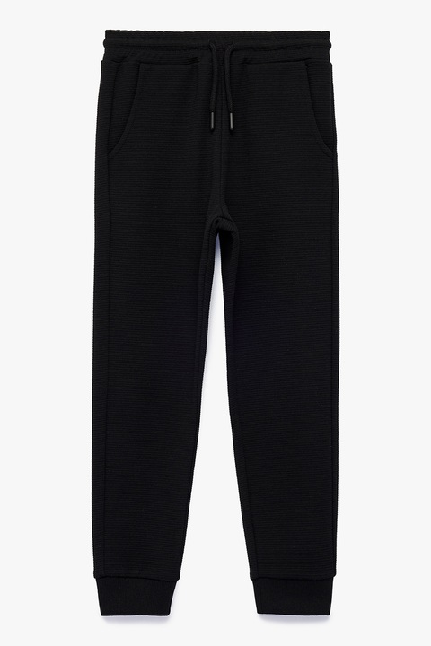 KOTON, Pantaloni de trening cu snur si buzunare, Negru