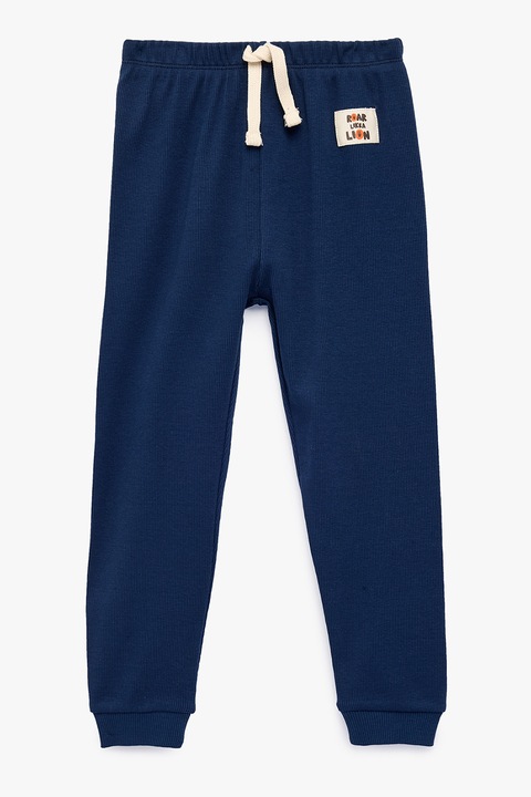 KOTON, Pantaloni de trening din amestec de bumbac cu snururi, Albastru inchis