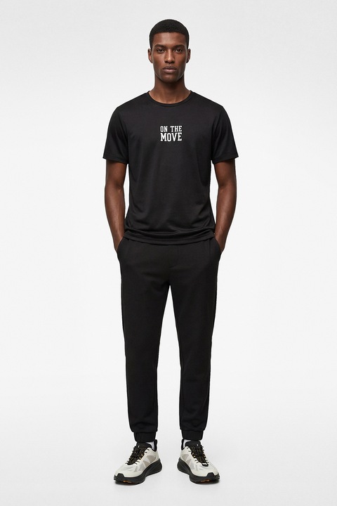 KOTON, Pantaloni de trening cu croiala slim-fit si buzunare laterale, Negru