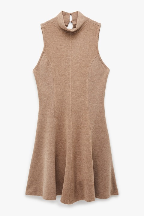 KOTON, Rochie scurta cu guler scurt, Bej melange