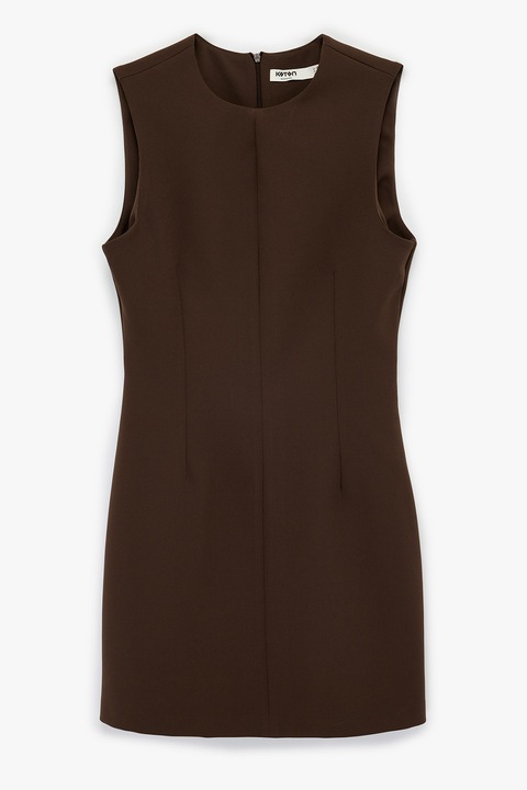 KOTON, Rochie cambrata cu fermoar pe spate, Maro inchis