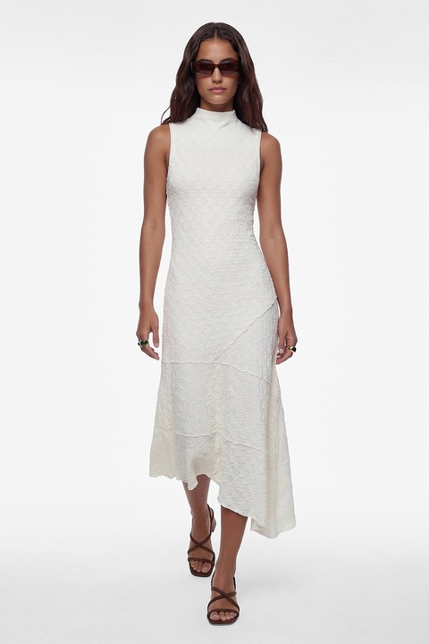 KOTON, Rochie asimetrica fara maneci, Alb murdar