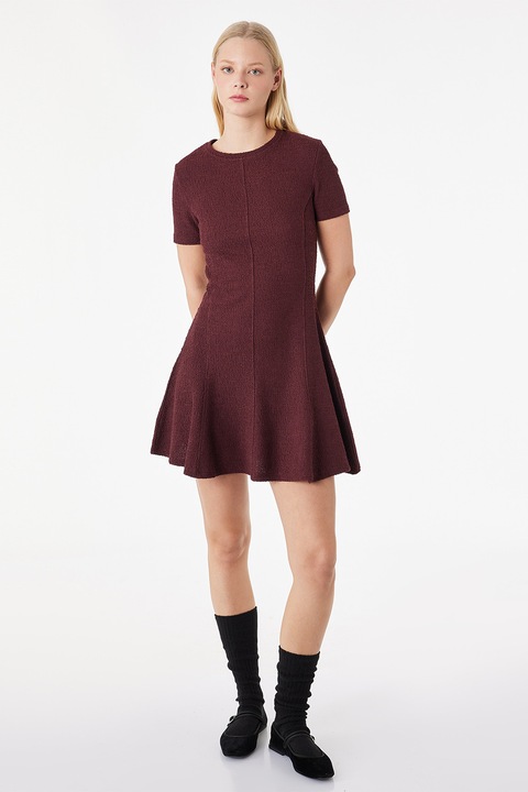 KOTON, Rochie evazata cu maneci scurte, Visiniu