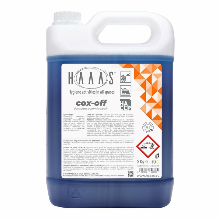 Decapant profesional concentrat pentru pardoseli HAAAS Cox-Off, puternic alcalin, 5Kg